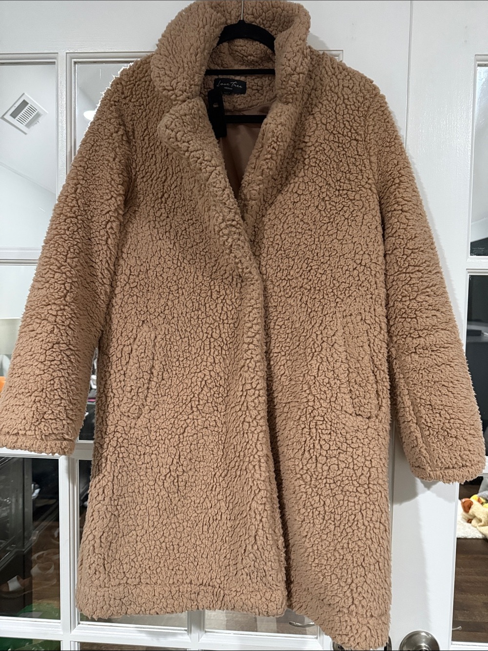 Love Tree Plush Teddy Coat in Camel Brown